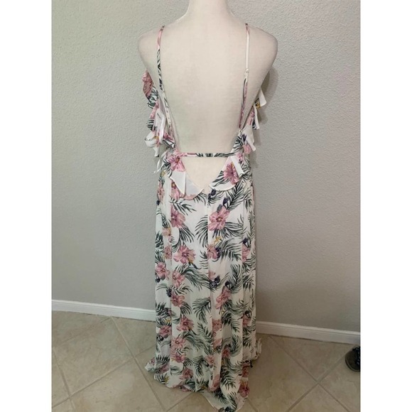Privacy Please Tropical Floral Ruffle Maxi Dress with Slit - Picture 4 of 12
